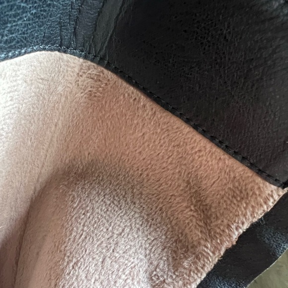 Black leather knee high boots with crocodile embossed leather, silver hardware - Picture 6 of 7